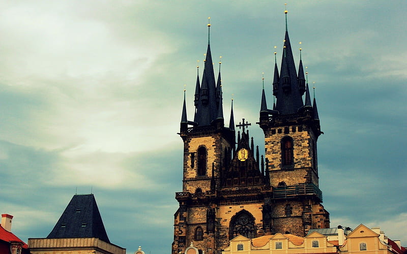 Prague, architecture, city, gothic, buildings, czech, sky, republic, HD wallpaper