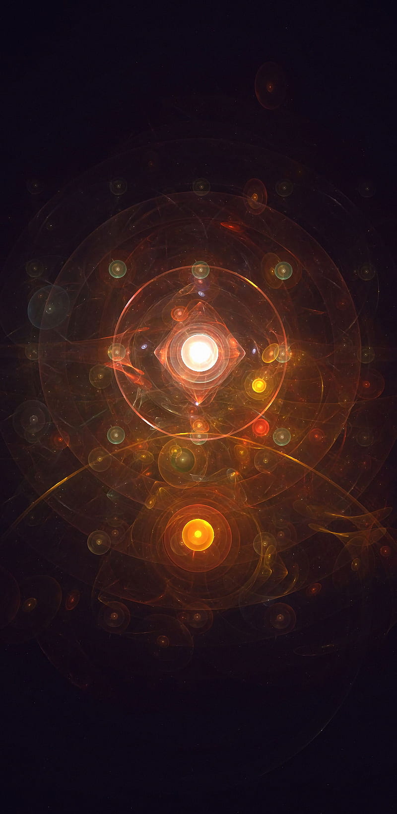 fractal, circles, patterns, glow, orange, HD phone wallpaper