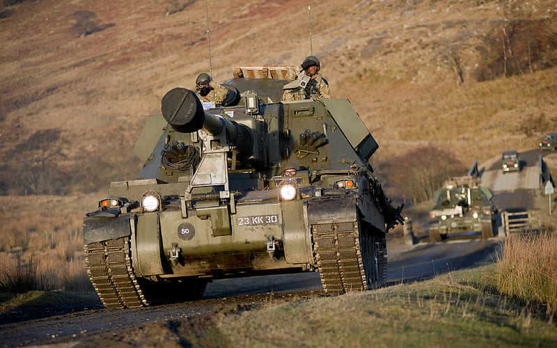 AS-90, British self-propelled artillery, howitzer, Gun Equipment 155 mm L131, United Kingdom, modern armored vehicles, artillery, HD wallpaper