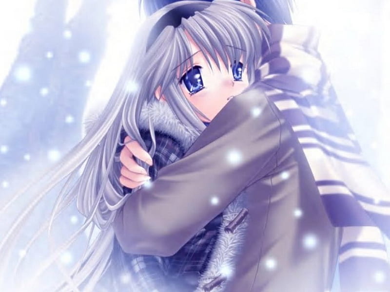 I Love You, snow, anime, couple, cold, HD wallpaper | Peakpx