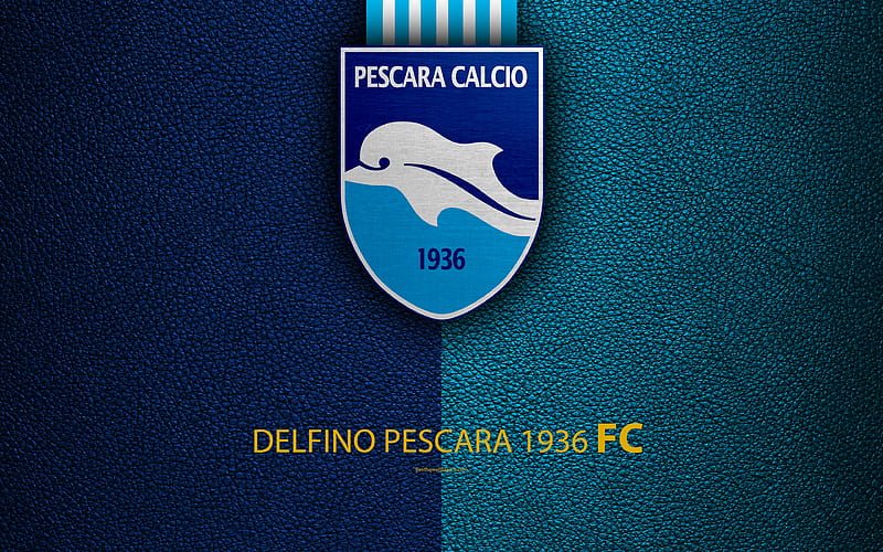 Delfino Pescara 1936 Italian football club, logo, Pescara, Italy, Serie B, blue leather texture, football, Italian Football Championships, Pescara Calcio, HD wallpaper