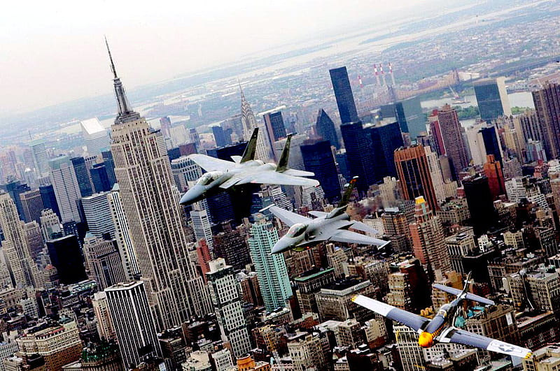 Memorial Day Air Show, f15, p51 mustang, f16, empire state building, HD wallpaper