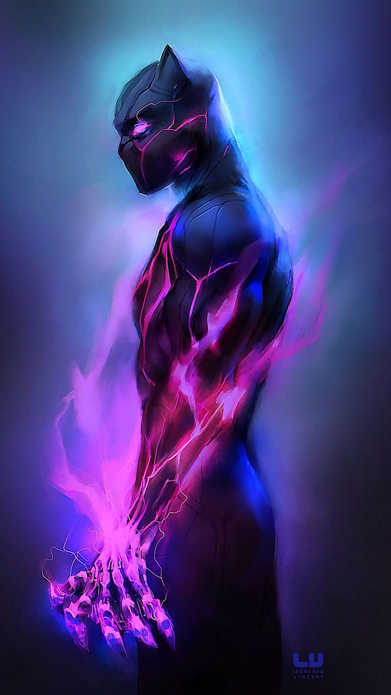 Black Panther , Purple Flame, purple, flame, marvel, movie, character, HD phone wallpaper