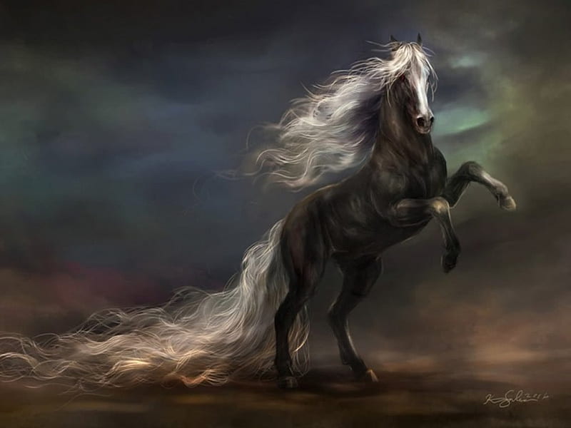 Horse, painting, horses, HD wallpaper
