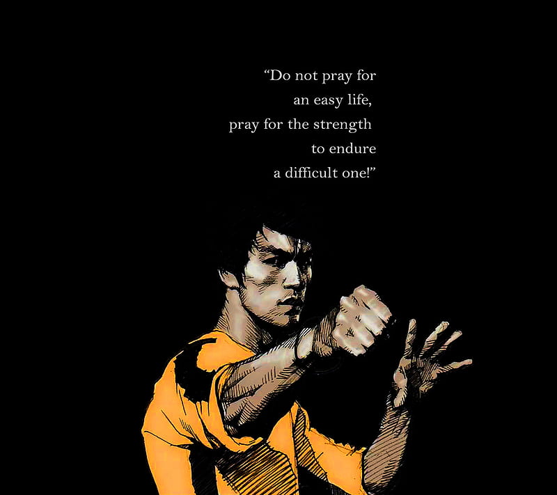 Bruce Lee Motivation, black, dragon quote, sreefu, wise, yellow, HD wallpaper