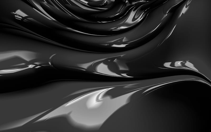 black abstract waves, 3D art, abstract art, black wavy background, abstract waves, surface backgrounds, black 3D waves, creative, black backgrounds, waves textures, HD wallpaper