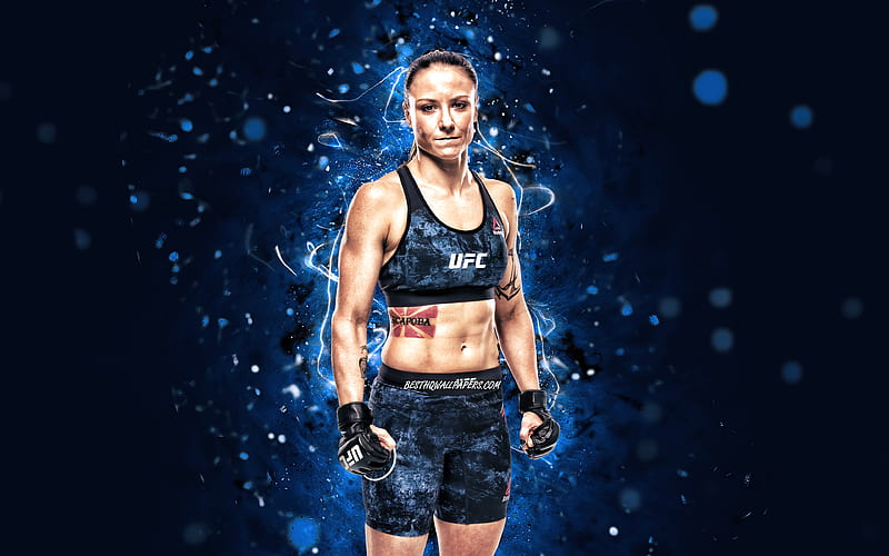 Nina Ansaroff blue neon lights, american fighters, MMA, UFC, female fighters, Mixed martial arts, Nina Ansaroff , UFC fighters, MMA fighters, HD wallpaper