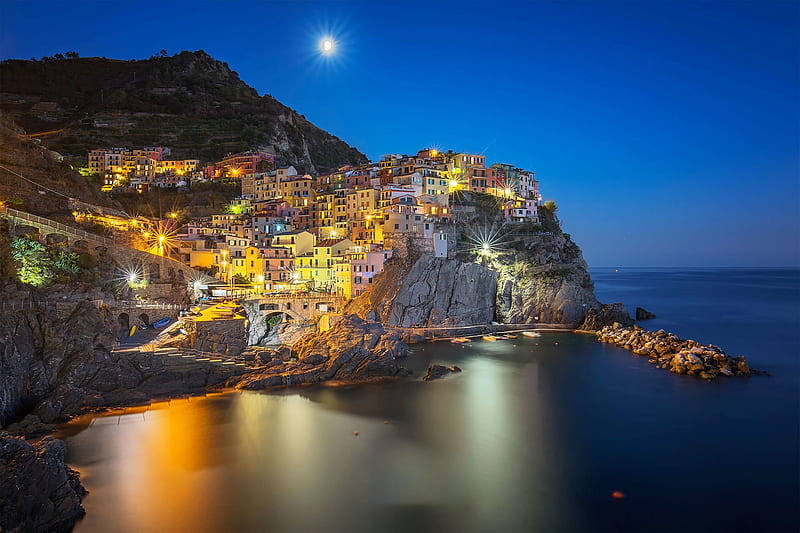 Towns, Manarola, Italy, Liguria, Sea, HD wallpaper