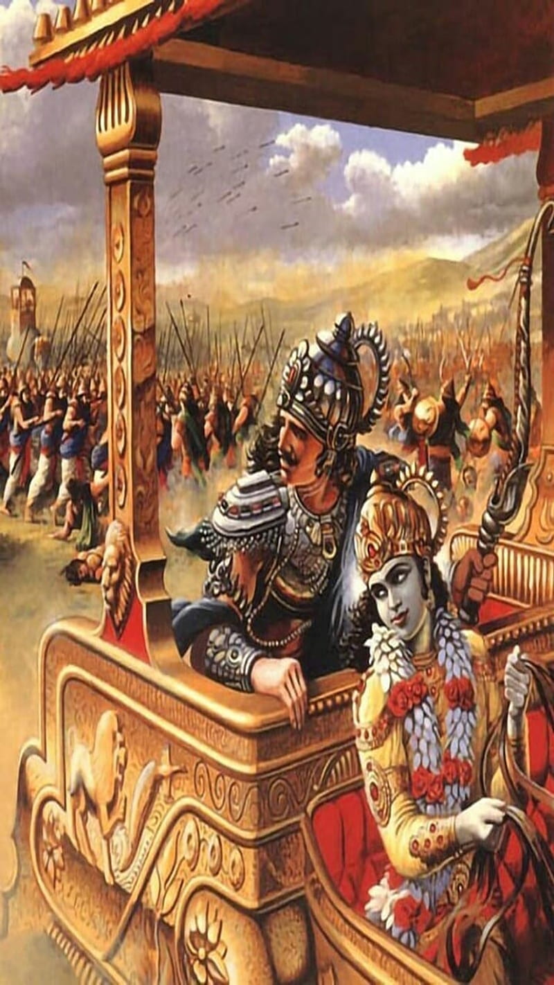 Drawing Sketch Lord Krishna Arjuna Horse Chariot Scenes Kurukshetra War  Stock Vector by manjunaths88gmailcom 490346274