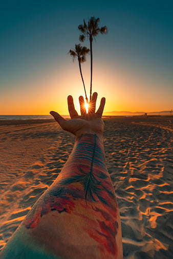 Mini Tattoo Idea Sunset on Beach · Creative Fabrica
