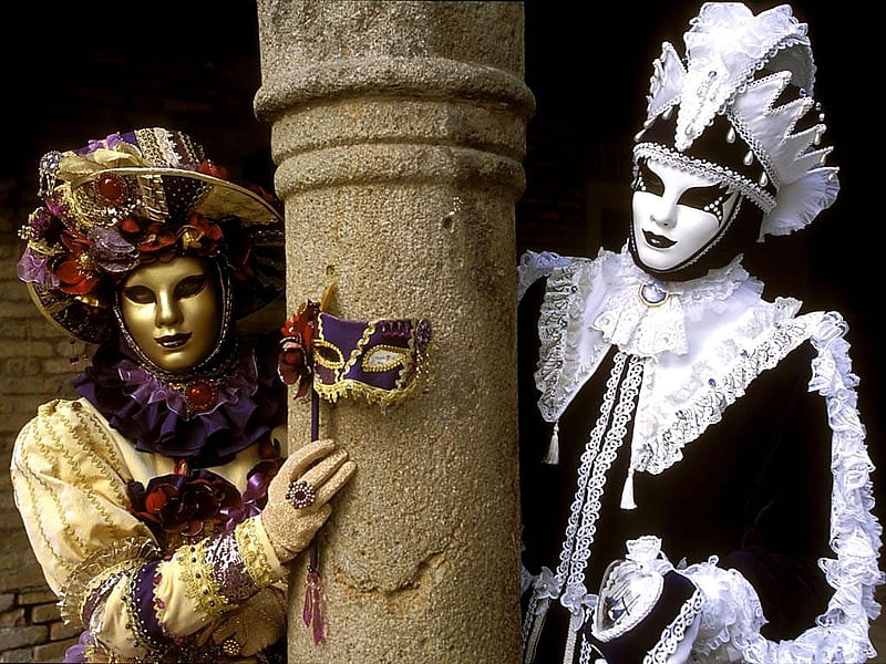 Venice carnival, costumes, carnival, masks, masques, venice, HD wallpaper