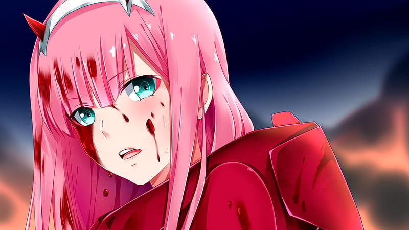 Darling In The FranXX Pink Hair Zero Two Having Fish On Mouth With  Background Of Blue Sky And Clouds HD Anime Wallpapers, HD Wallpapers