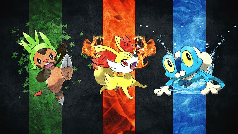 Anime, Pokémon, Starter Pokemon, Chespin (Pokémon), Fennekin (Pokémon), Froakie (Pokémon), HD wallpaper