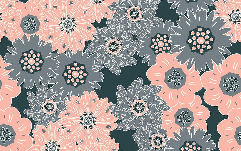 Texture, pink, pattern, gris, flower, paper, HD wallpaper