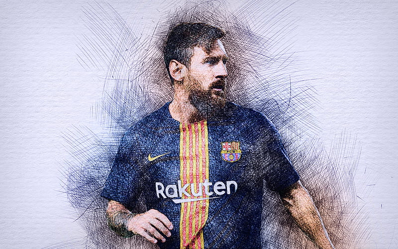 Lionel Messi, FC Barcelona, Soccer, Drawing, Barca, HD wallpaper