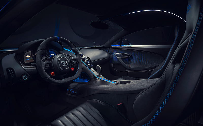 2021, Bugatti Chiron Pur Sport, interior, inside view, front panel, Chiron interior, tuning Chiron, luxury cars, hypercars, Bugatti, HD wallpaper