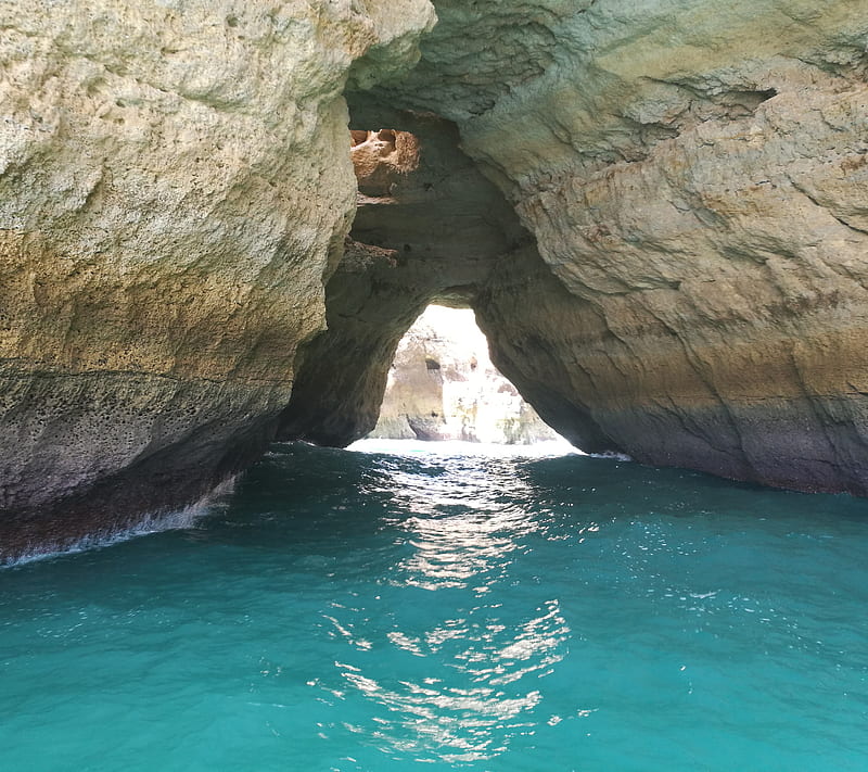 Cave, ocean, sea, water, HD wallpaper