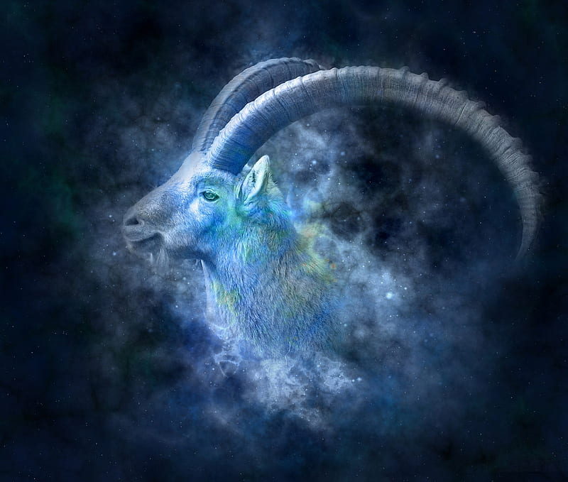 Zodiac ~ Capricorn, zodiac, capricorn, horns, blue, fantasy, HD wallpaper