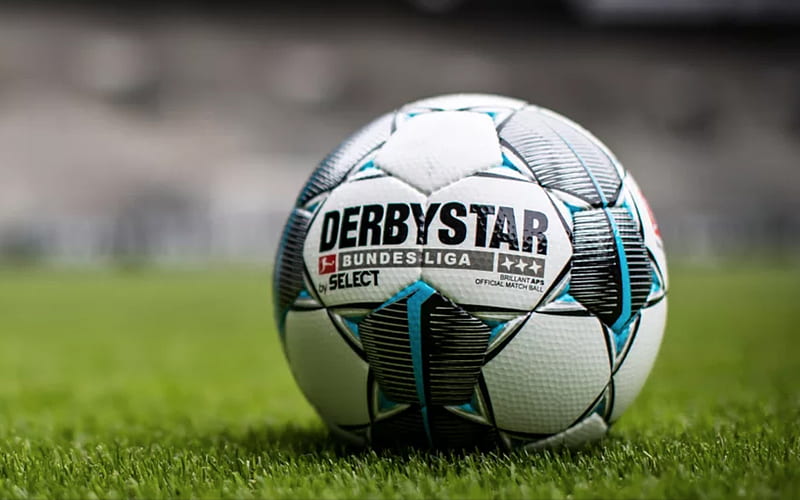 Derbystar Bundesliga Brillant APS, 2019, Bundesliga 2019 official ball, Bundesliga 2019 2020, soccer field, ball, football, HD wallpaper