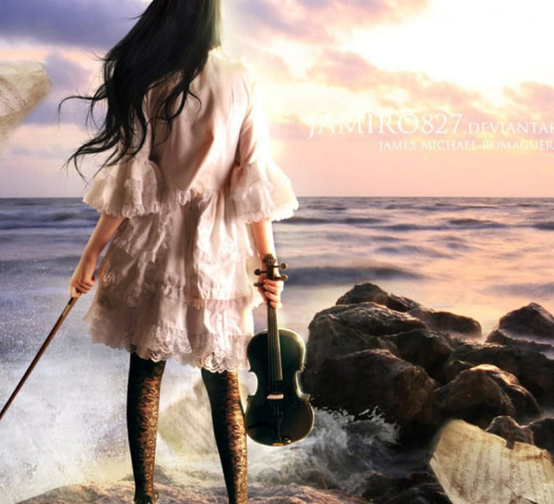 Listen To The Song Of The Sea Fantasy Violin Song Lady Sea Hd Wallpaper Peakpx