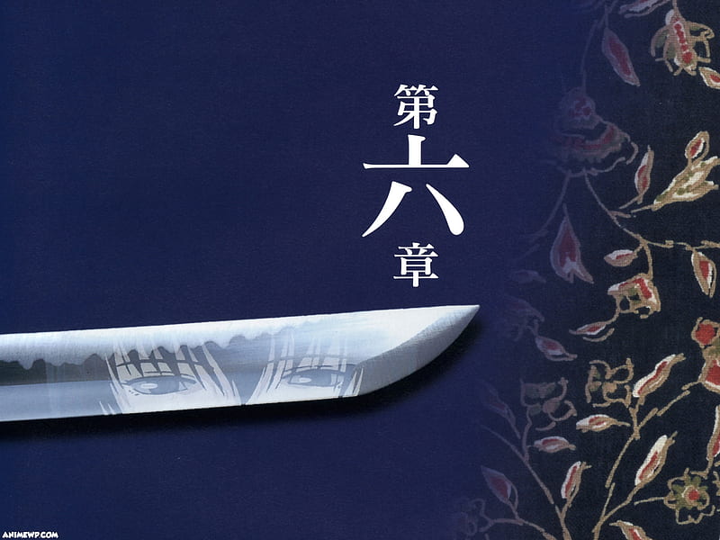 Seta Soujiro, soujiro, weapons, blue background, blade, anime, rurouni kenshin, katana, reflection, eyes, sword, HD wallpaper
