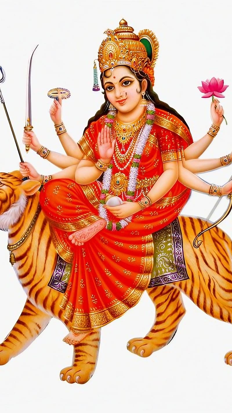 Navratri Ke, Devi Maa, White Background, goddess, HD phone wallpaper