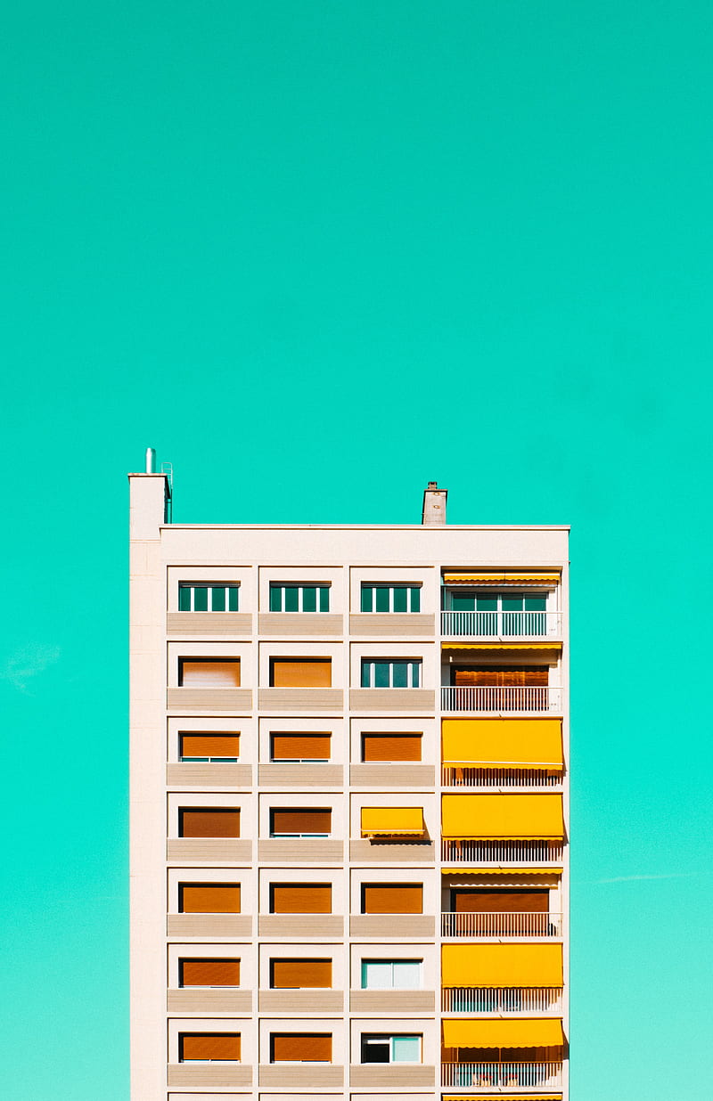 building, facade, balcony, architecture, minimalism, HD phone wallpaper