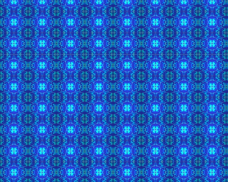 Blue Flower Tile Room, abstract, blue, 3d and cg, HD wallpaper