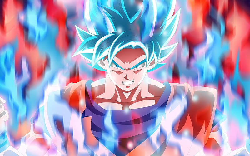 Goku, protagonist, blue flame, manga, Dragon Ball Super, HD wallpaper