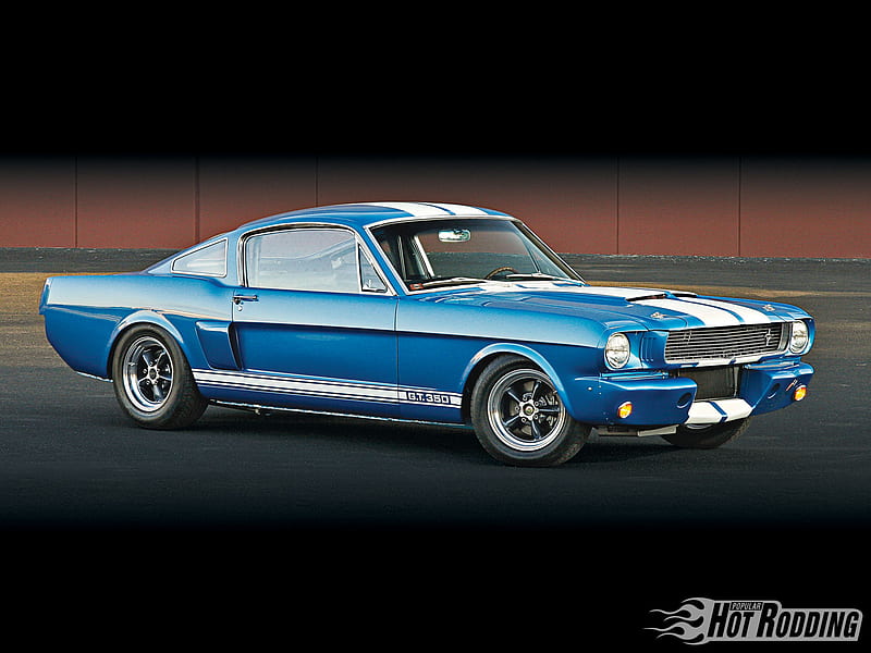 66 Shelby Gt, mustang, 350, blue, white stripes, HD wallpaper | Peakpx