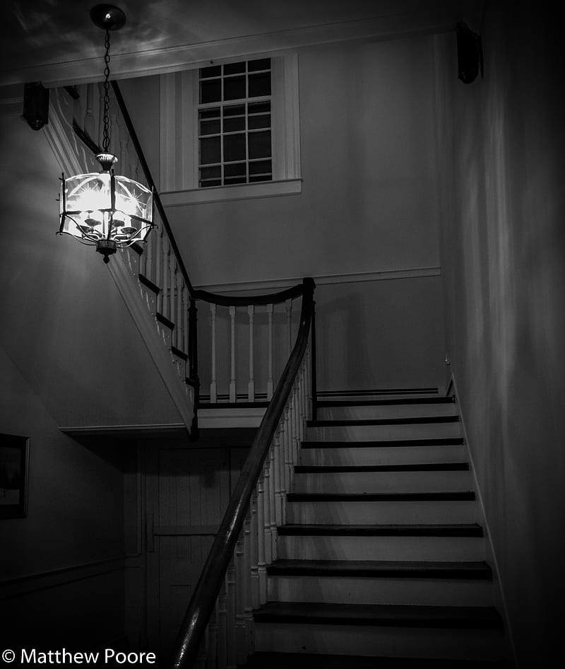 Stairs, black and white, old house, vintage, HD phone wallpaper