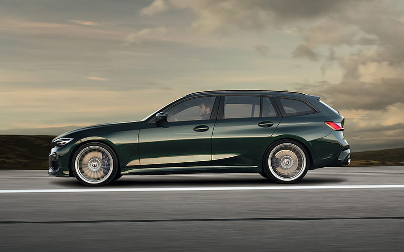 Alpina B3 Touring, 2019, G21 exterior, front view, wagon, dark green BMW 3  wagon, HD wallpaper