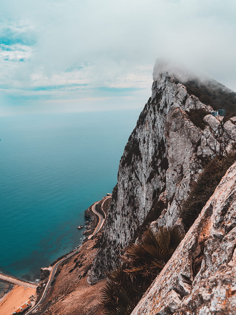cliff, rock, sea, coast, aerial view, HD phone wallpaper