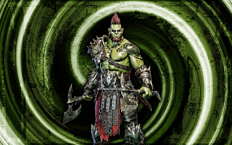 Galek, green grunge background Raid Champions, vortex, Raid Shadow Legends, warrior, Galek Raid, HD wallpaper