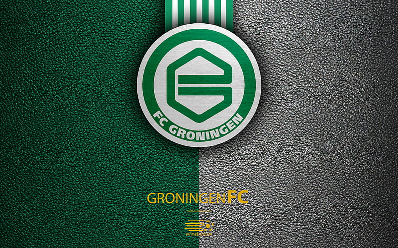 Groningen FC Dutch football club, leather texture, logo, emblem, Eredivisie, Groningen, Netherlands, football, Dutch Football Championship, HD wallpaper