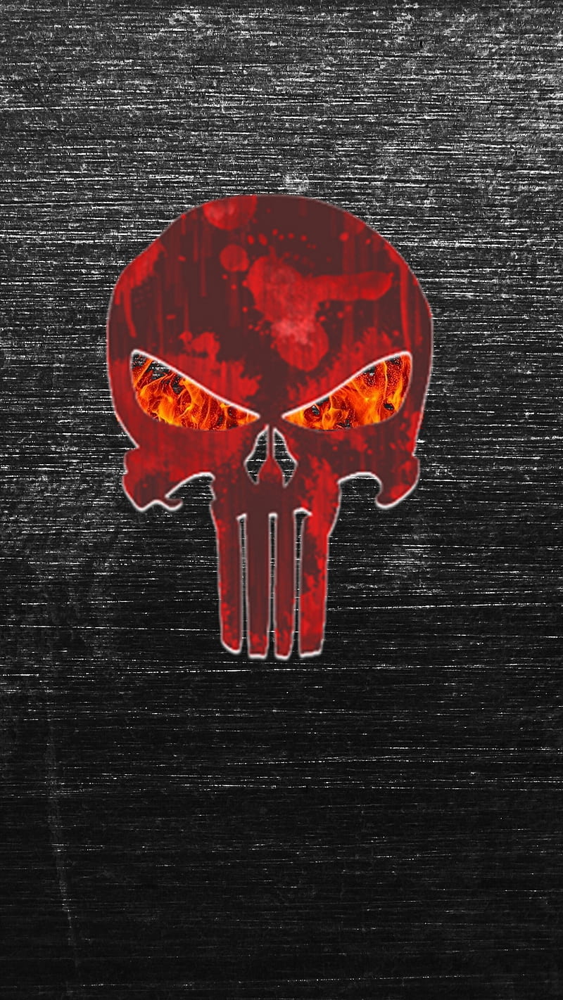 Punisher, eye, fire, red, skull, HD phone wallpaper