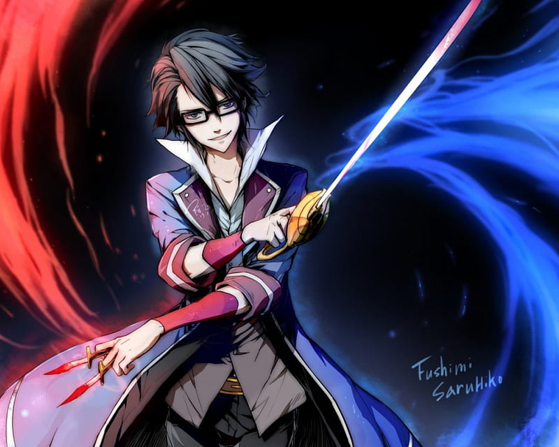 Fushimi Saruhiko, sowrds, cool, flames, anime, knives, k project, handsome,  HD wallpaper | Peakpx