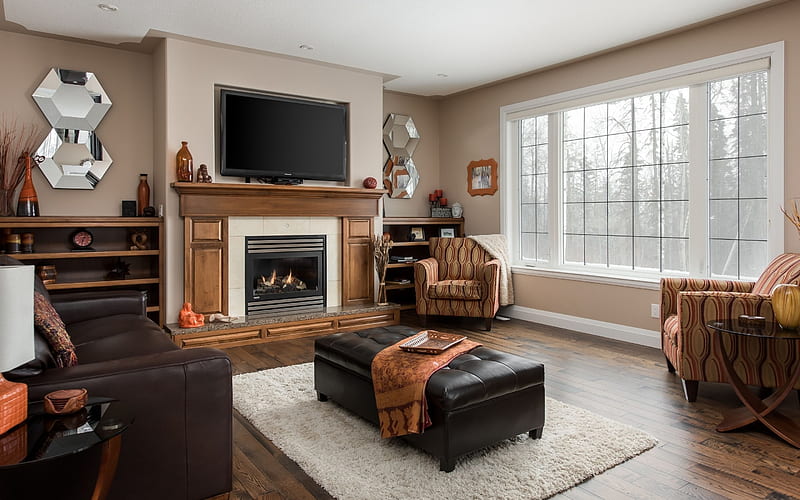 fireplace, upholstered furniture, tv, HD wallpaper