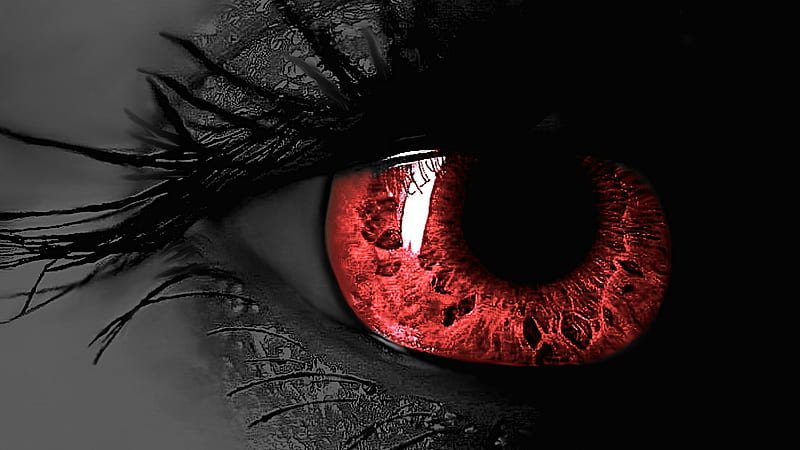 Red Black Iris Pupil Black Eyelashes Evil Eye, HD wallpaper