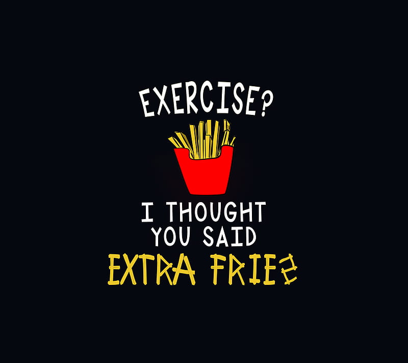 Love For Fries, art, comedy, desenho, funny, girl, gym, heart, kiss, quote, sad, HD wallpaper