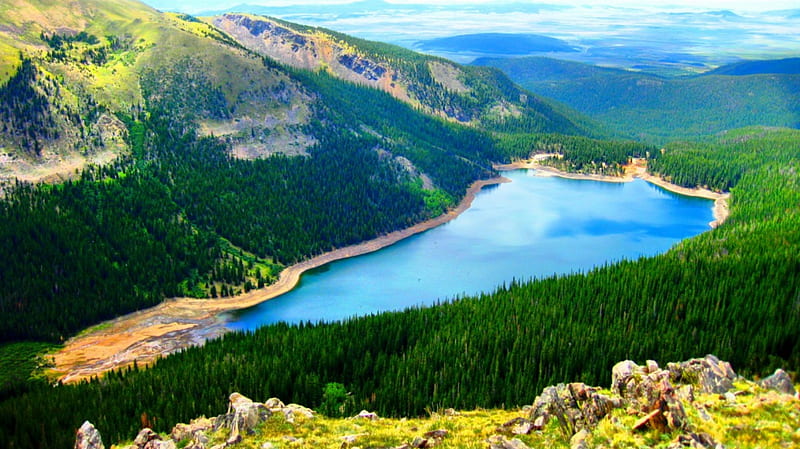 Lake Jefferson, Colorado, forest, blue waters, grass, mountains, bonito, lake, valley, HD wallpaper