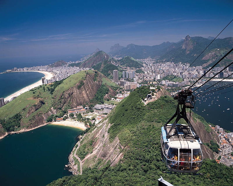 Rio De Janerio, lakes, lift, sky, ski, mountain, janierio, water, de, rio, HD wallpaper