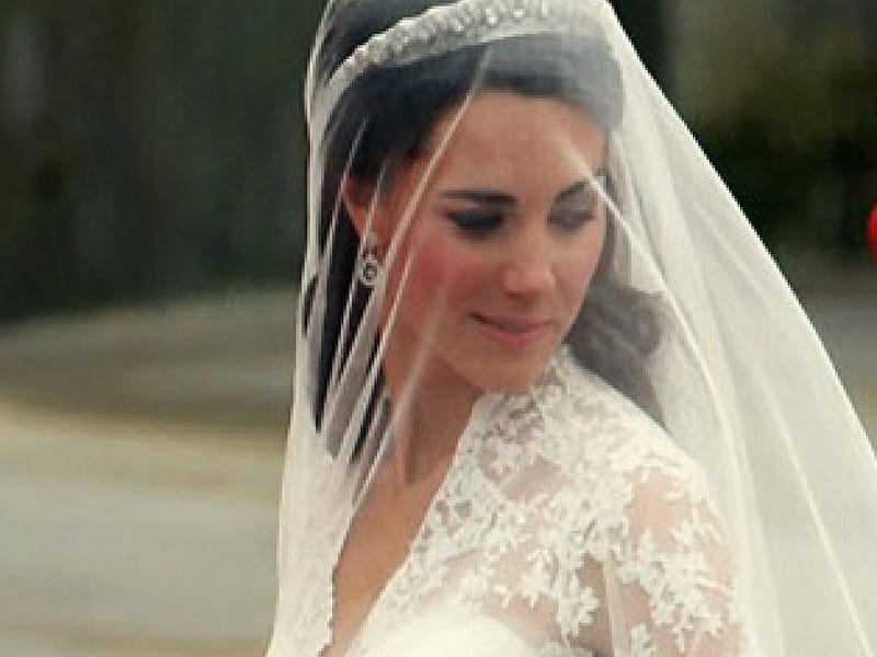 Kate, bride, wedding, veil, HD wallpaper