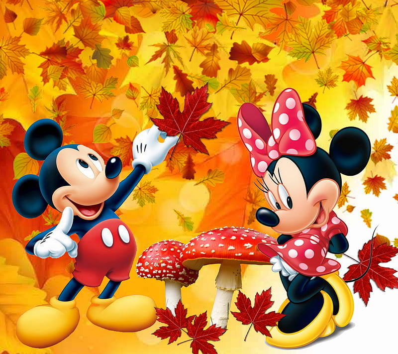 1440x1280px, autumn, disney, mickey mouse, minnie, HD wallpaper