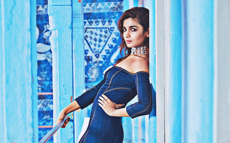 Alia Bhatt, 2019, Bollywood, blue dress, beauty, indian actress, Alia Bhatt hoot, indian celebrity, HD wallpaper