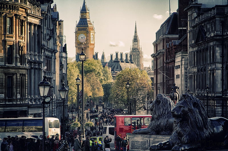 Good morning,London, Trafalgar Square, London, Monument, Sight, Big Ben, Street, HD wallpaper