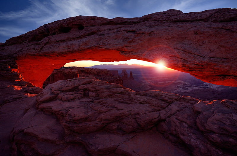 Mesa Arch Sunrise Rocks Parks Mesa Arch Sun Landmark Sunrise