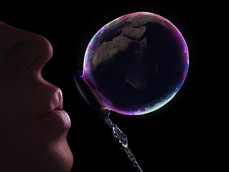 ILLUSIONS OF AFRICA, globe, blowing bubbles, wand, magic, woman, lips, girl, purple, universe, countries, lady, HD wallpaper