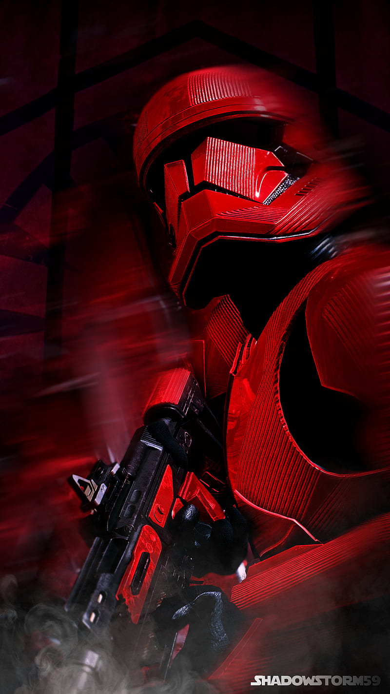 Sith trooper , armor, evil, gun, helmet, lazer, red, star, wars, HD phone wallpaper