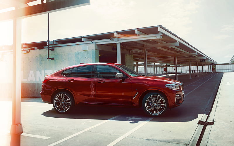 BMW X4, 2018, M40i exterior, side view, red X4, sports crossover, new cars, BMW, HD wallpaper